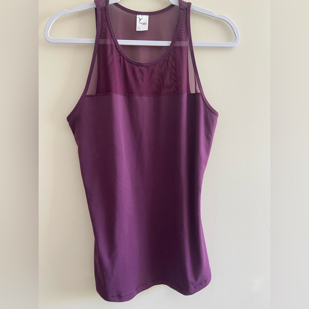 Old Navy Purple Mesh Panel Active Tank Top Size Large